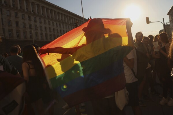 Protesters rally outside Bulgarian parliament to denounce ban on LGBTQ+ ‘propaganda’ in schools